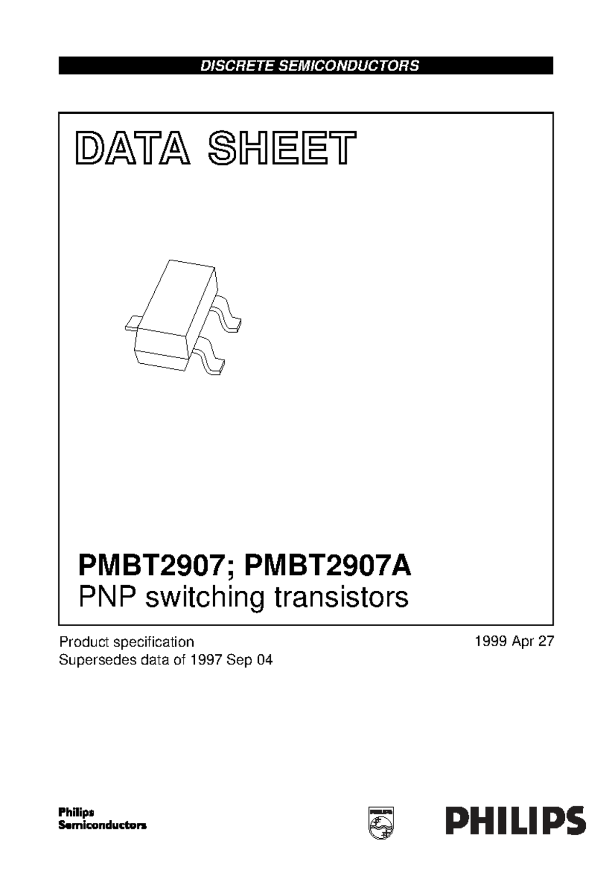 PMBT2907A PNP Transistor Data Sheet - Philips Semiconductors - Studocu