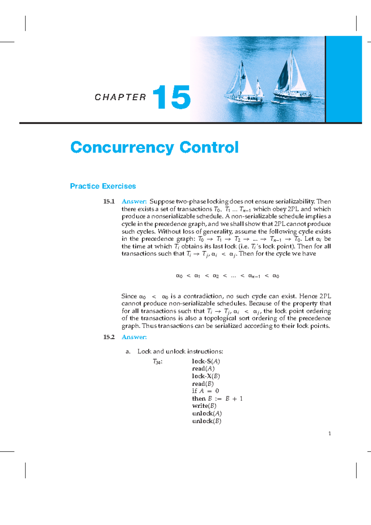 Concurrency Control: Chapter 15 Practice Exercises and Solutions - Studocu