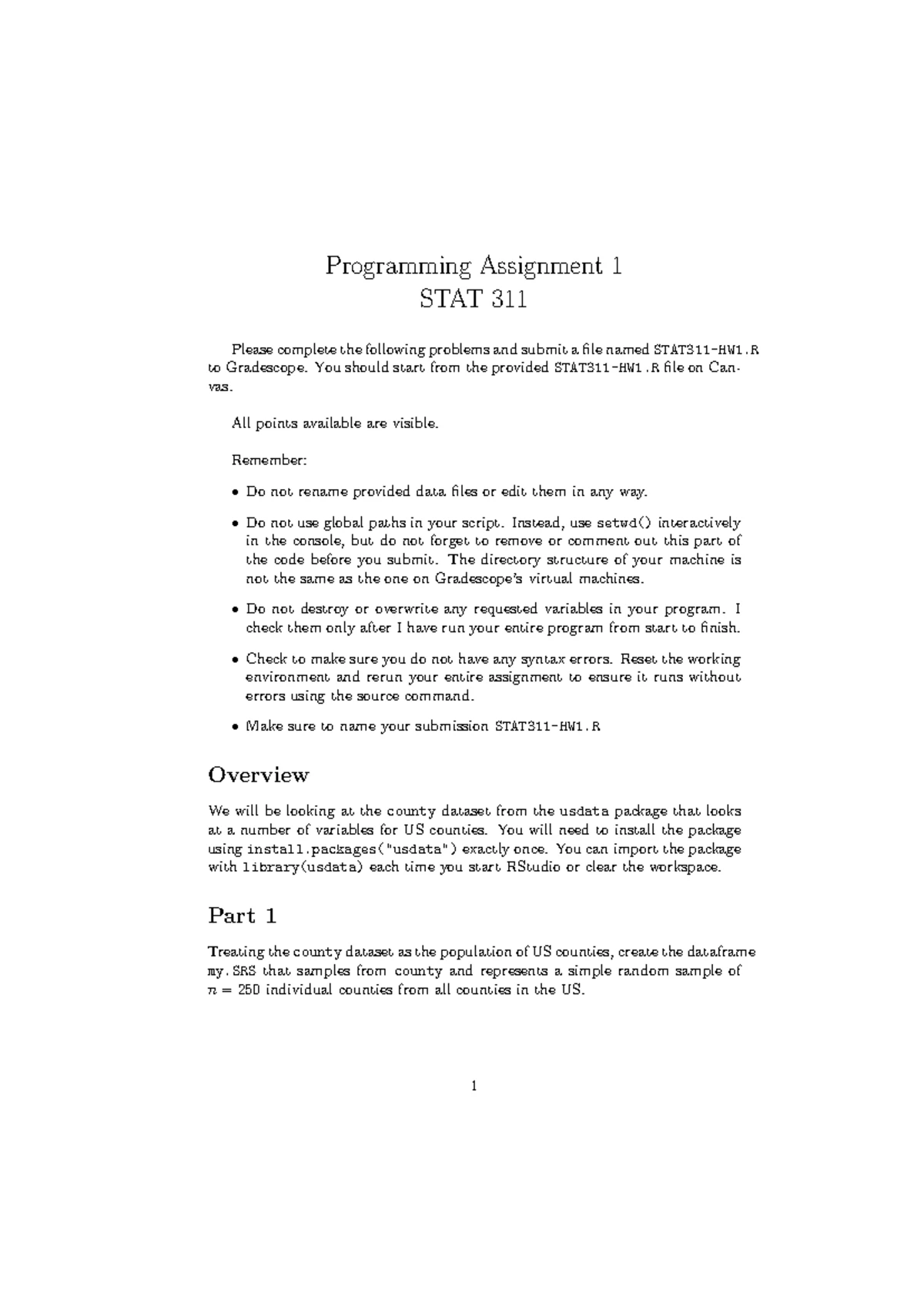 STAT311-HW3 - Programming Assignment 3 for Summer 2024 - Studocu