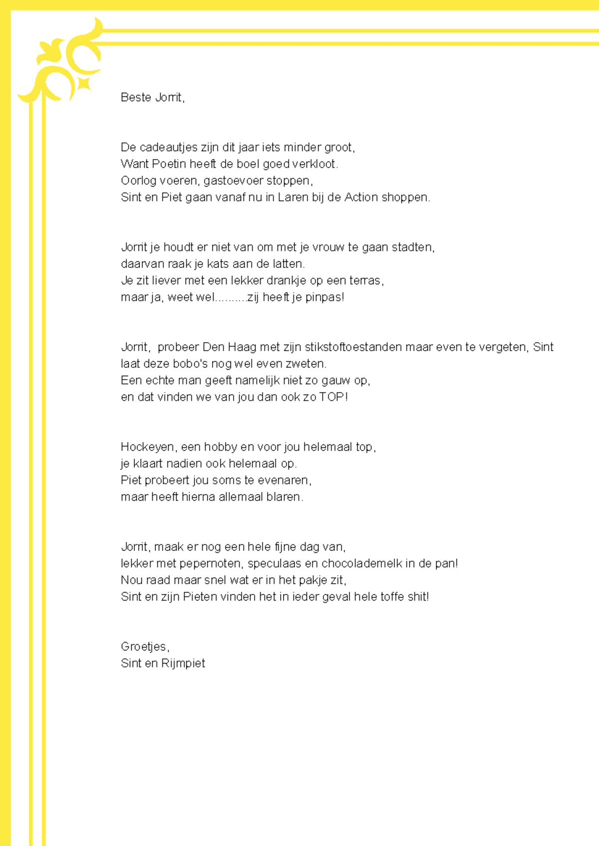 Sinterklaas Gedicht voor Jorrit - Creatieve Rijmen en Humor - Studeersnel