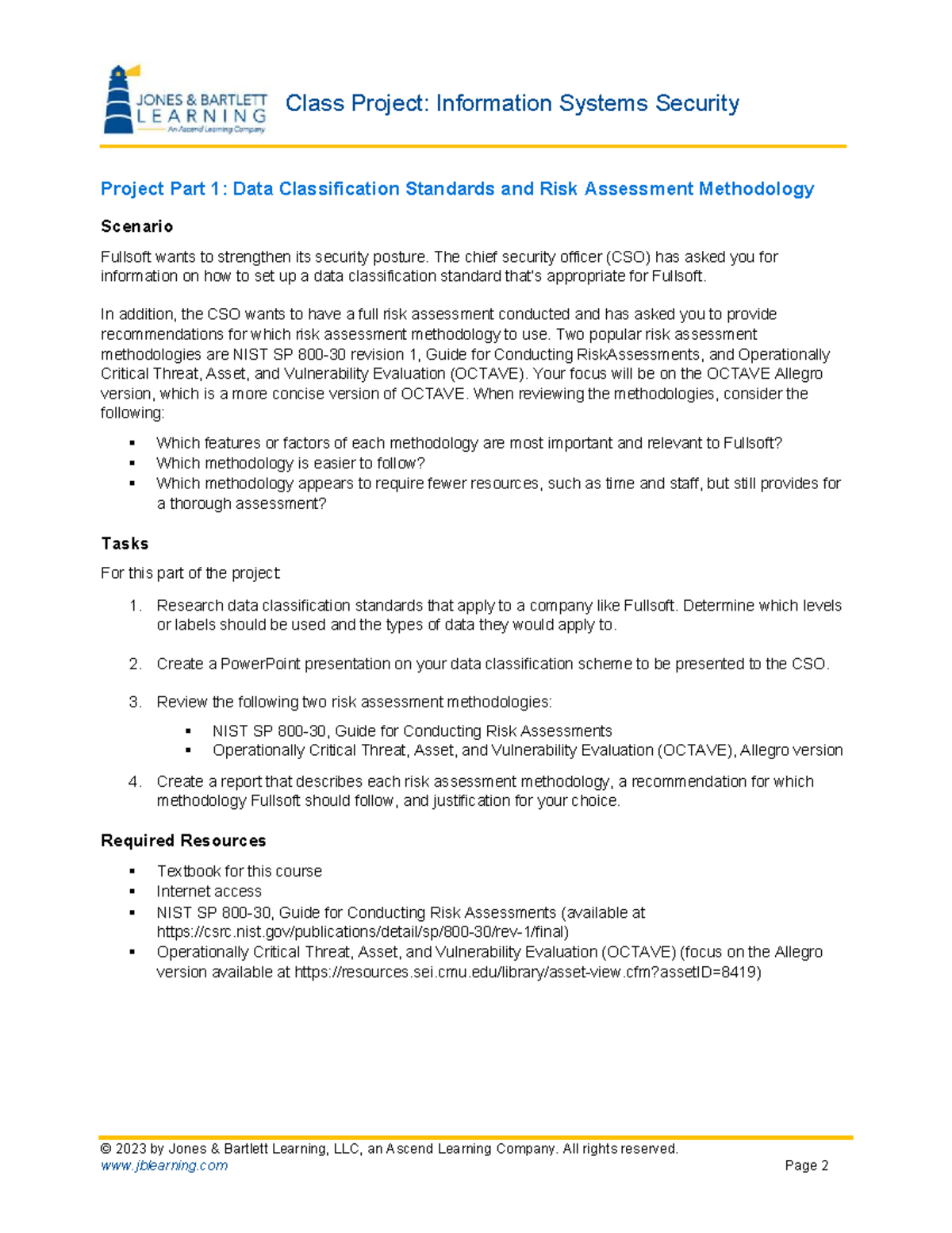 IT 101: Class Project on Data Classification & Risk Assessment ...