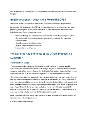 Criminology Unit 3 AC2.2 - AC2 - Describe Trial Processes Pre-trial The ...