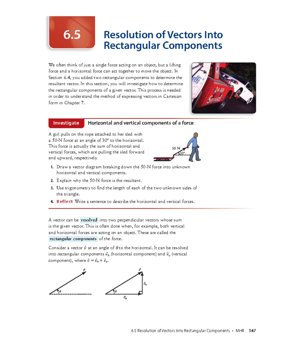 6.5 Resolution of Vectors Into Rectangular Components - Detailed Study ...
