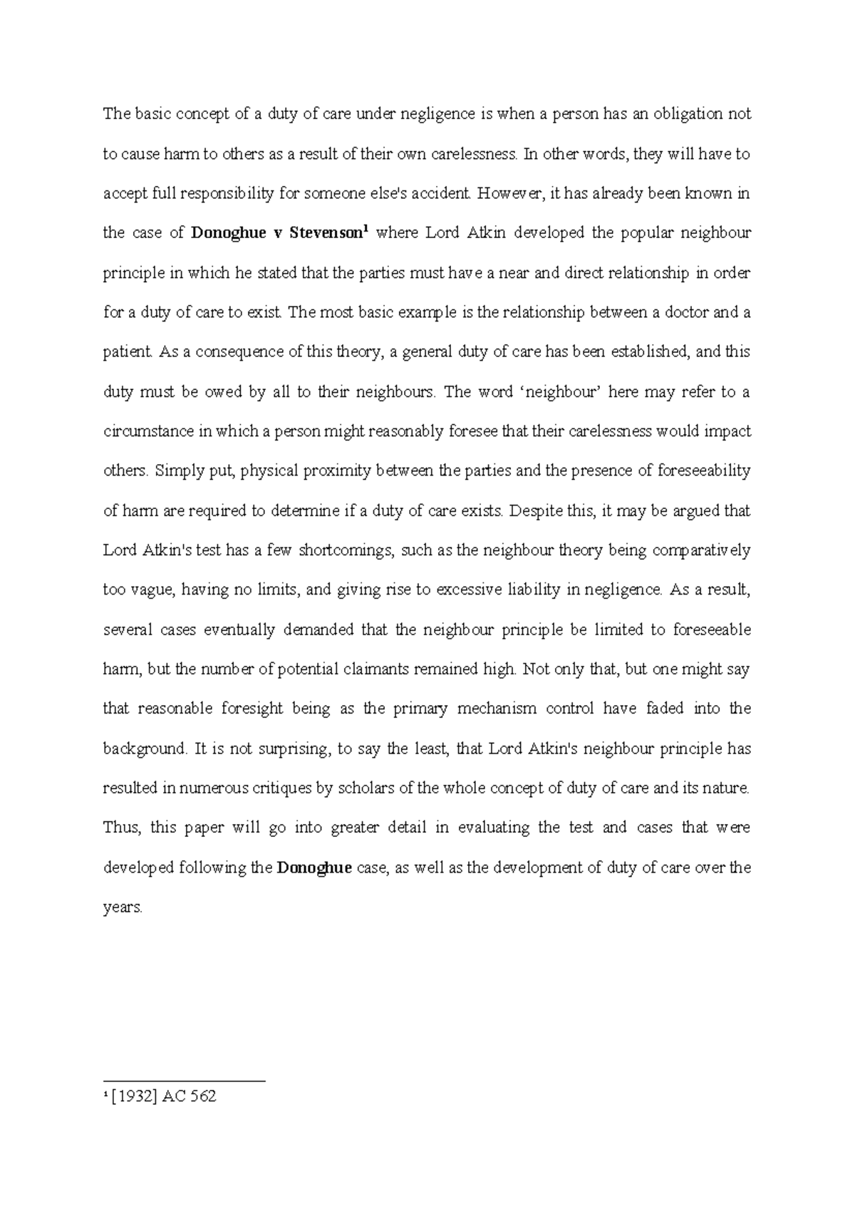 Tort Law Assignment: Duty of Care and Negligence Analysis (LAW 101 ...