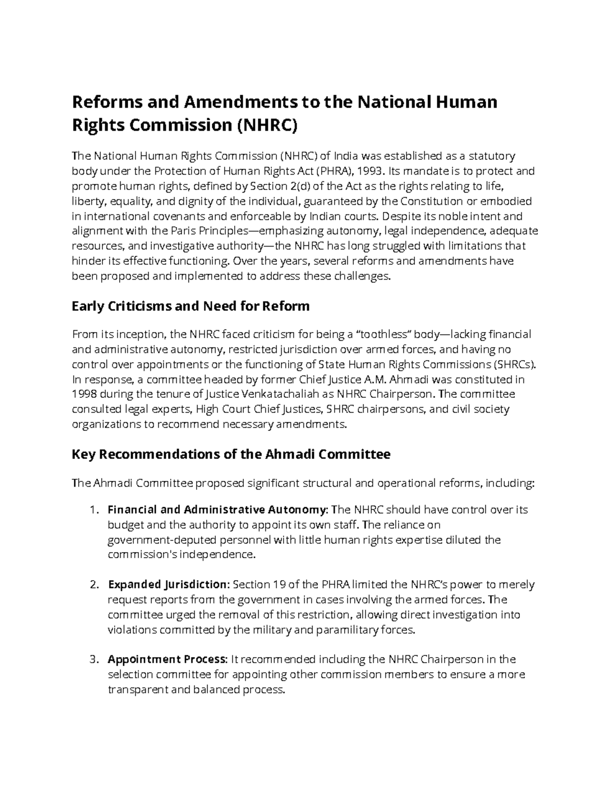 NHRC: Reforms, Challenges, and Contributions to Human Rights in India ...