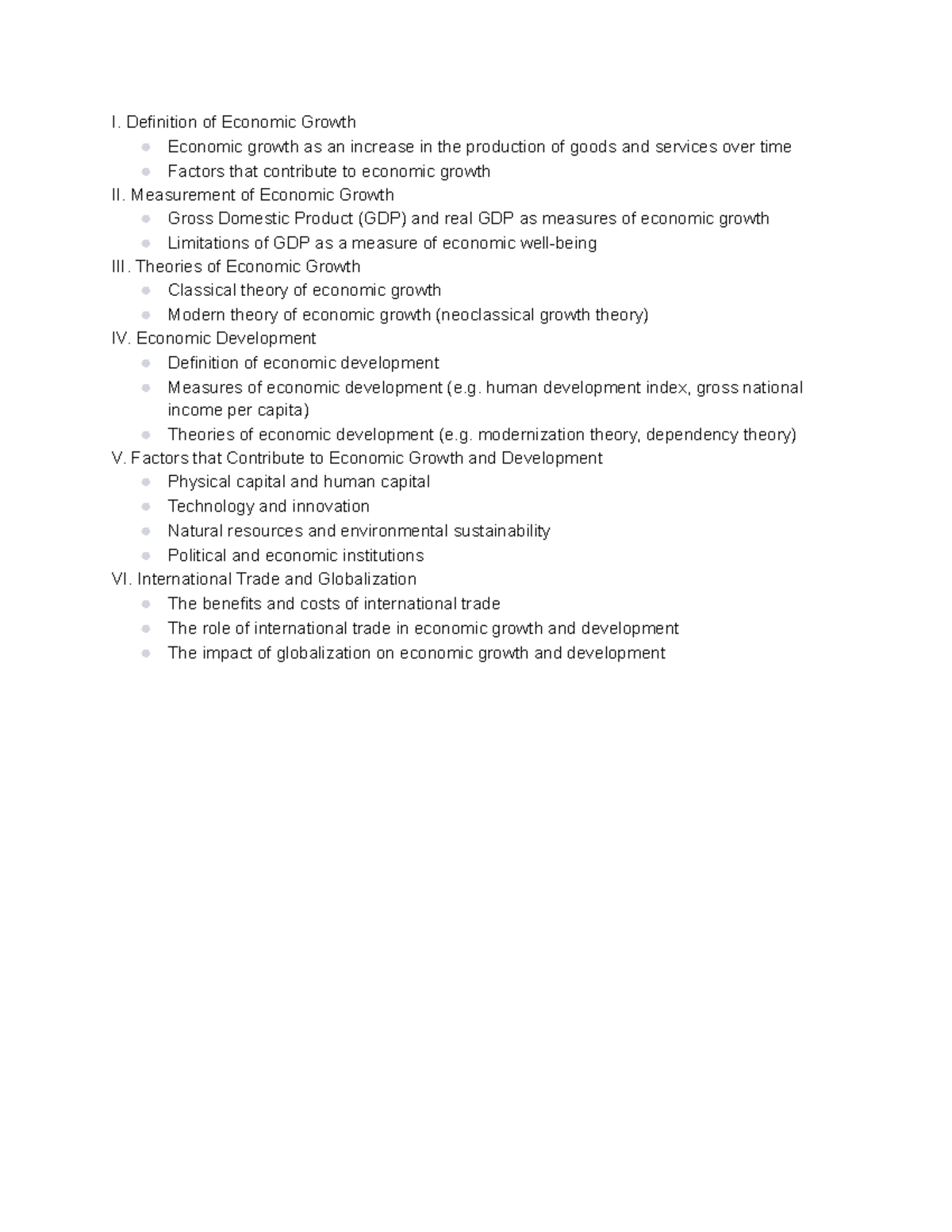 Economic Growth and Development Jacobs Outline - I. Definition of ...