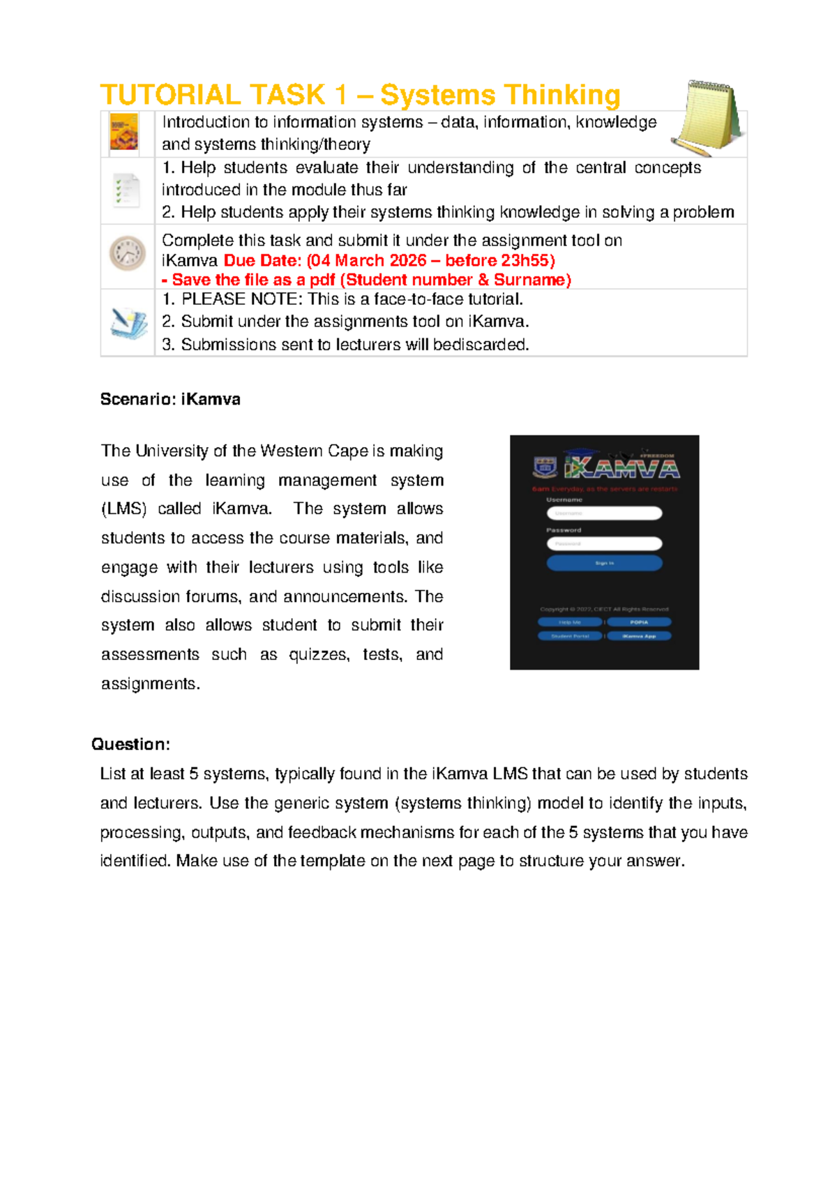 Tutorial Task 1: Systems Thinking in Information Systems (2026) - Studocu