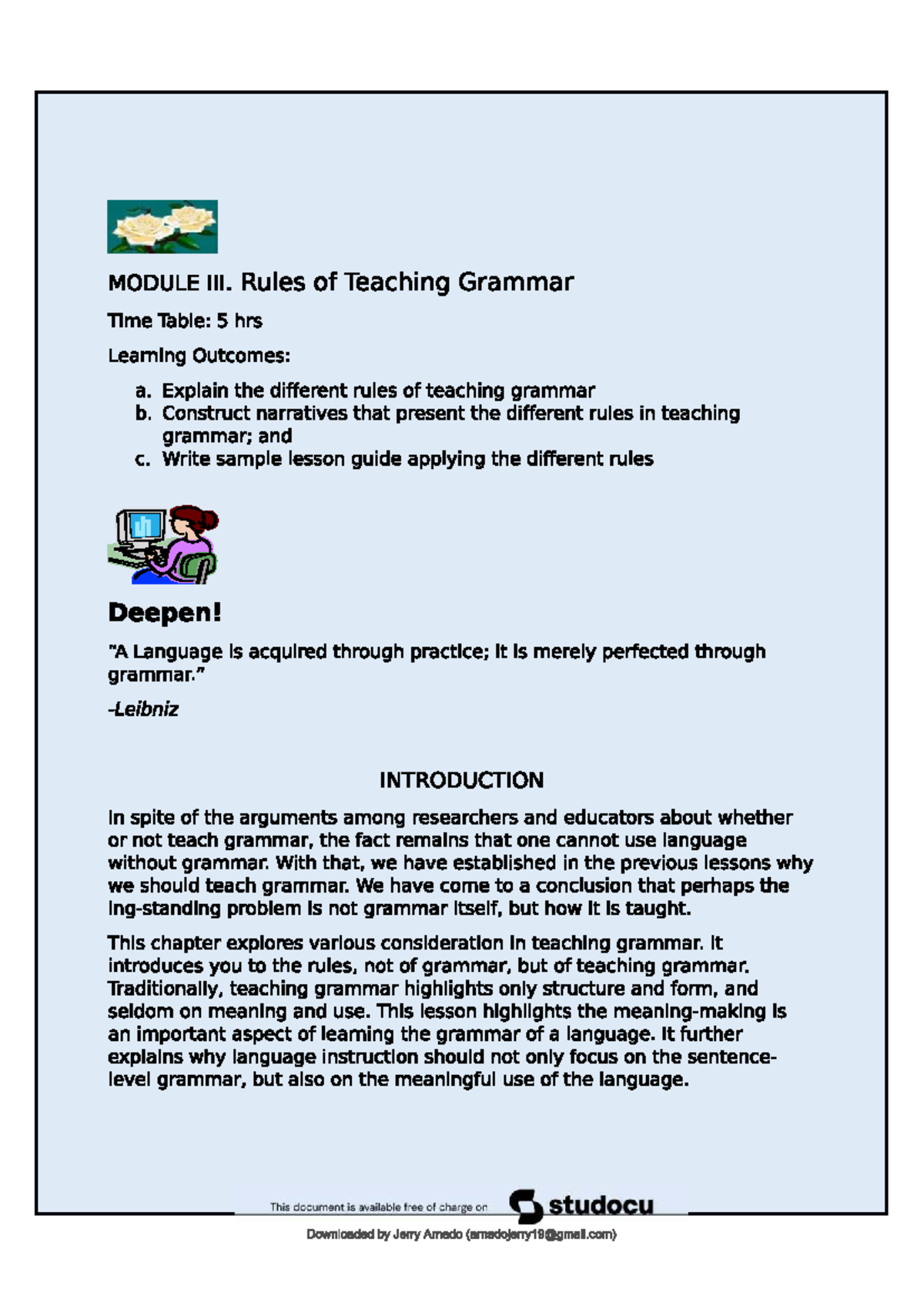Rules-of-Grammar - Given notes from our instructor. - MODULE Rules of ...