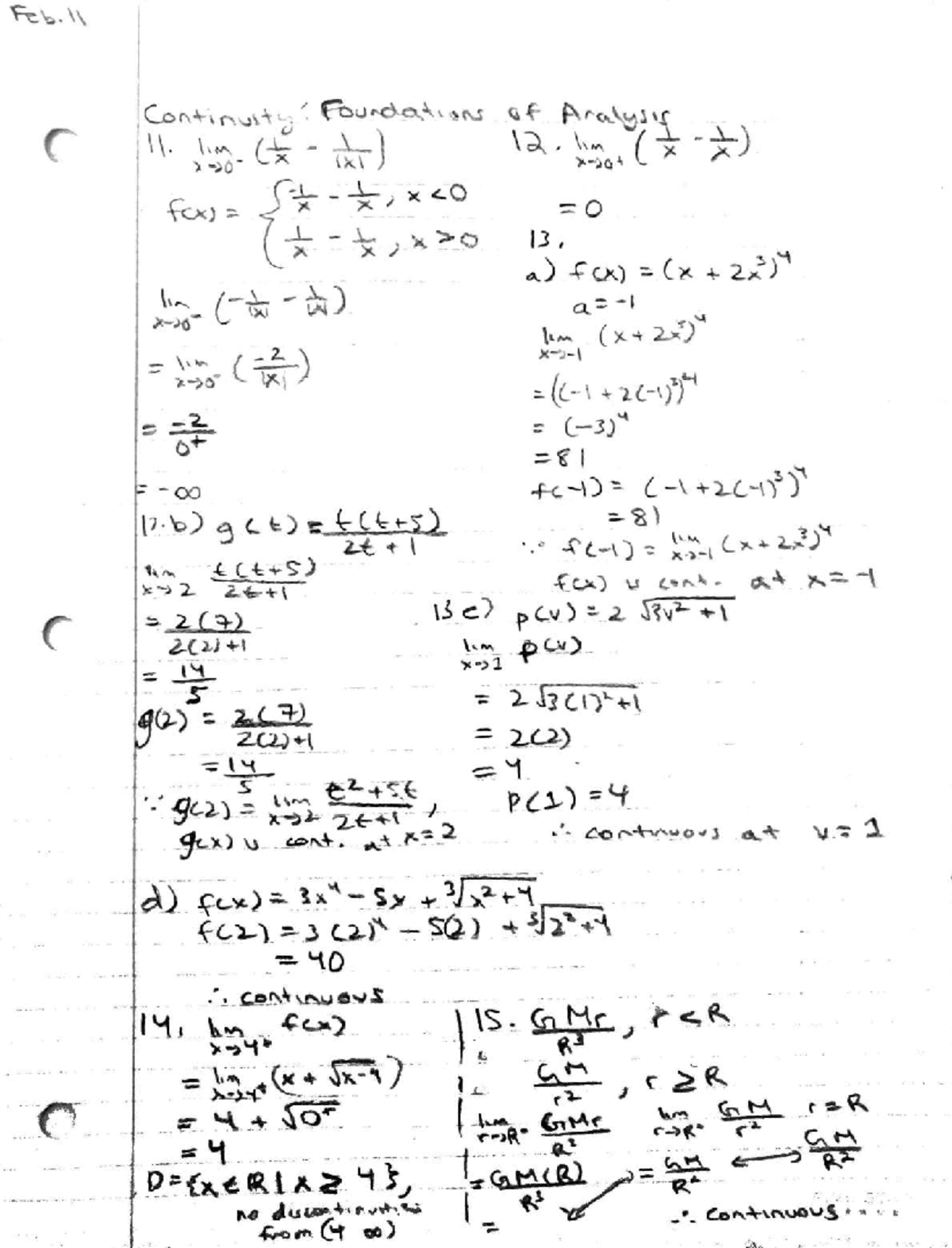 Feb 11 Continuity Foundations of Analysis 1 - Detailed Notes - Studocu
