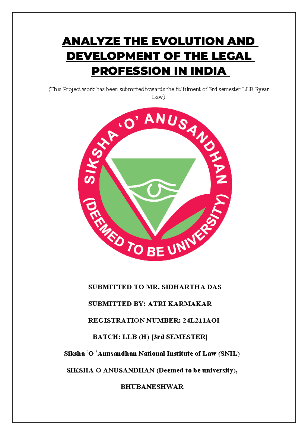 Evolution and Development of the Legal Profession in India - LLB 3rd ...