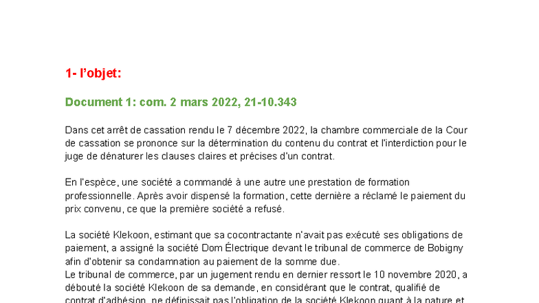 Dissertation - La Notion de Contrepartie Convenue (Civ 1169) - Studocu