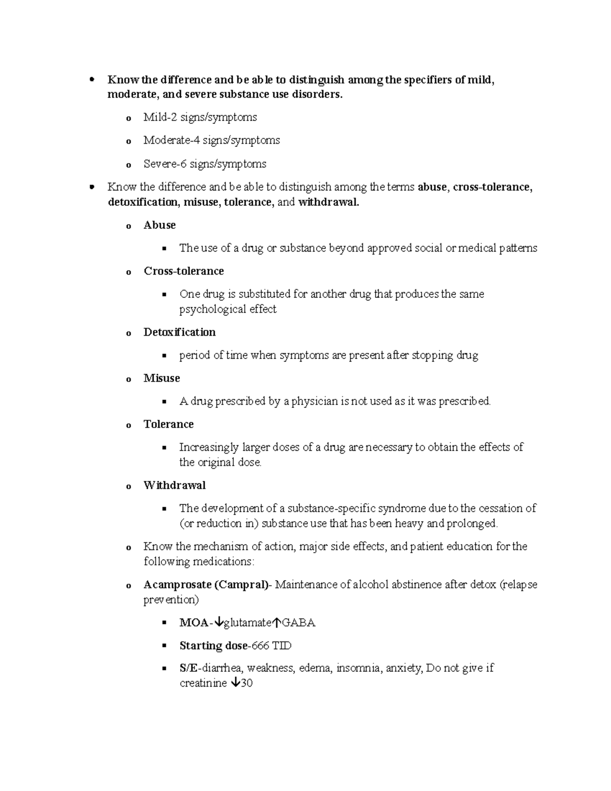 Exam 4 Study Guide: Substance Use Disorders & Medications Review - Studocu