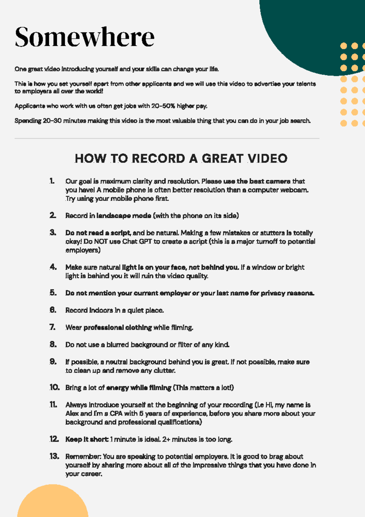 Creating an Impactful Intro Video for Job Seekers - Studocu