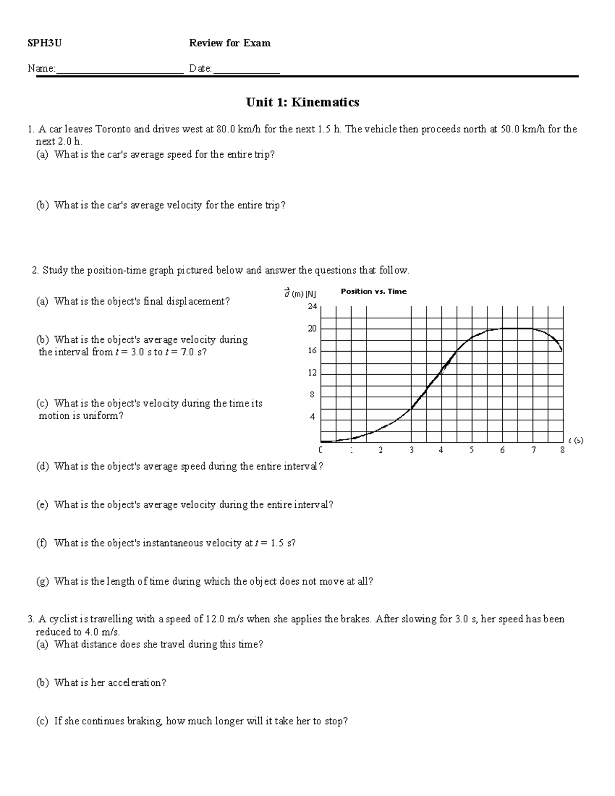 SPH3U Final Exam Review: Kinematics, Forces, and Waves - Studocu