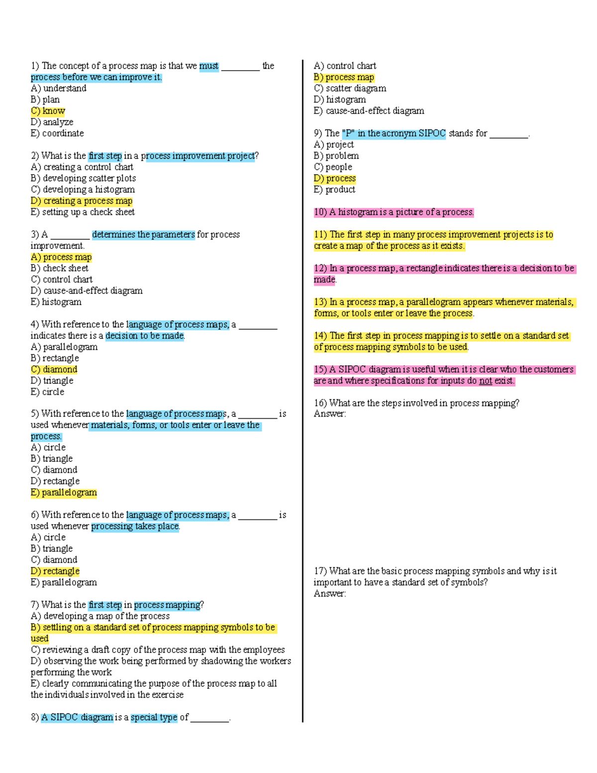 Chapter 10 - Process Mapping and Improvement Techniques (Course Code ...