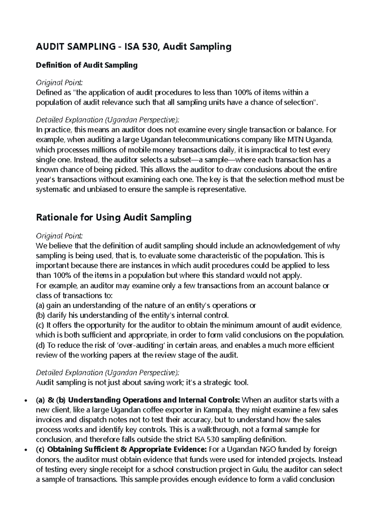 Audit Sampling - Detailed Lecture Notes on ISA 530 - Studocu