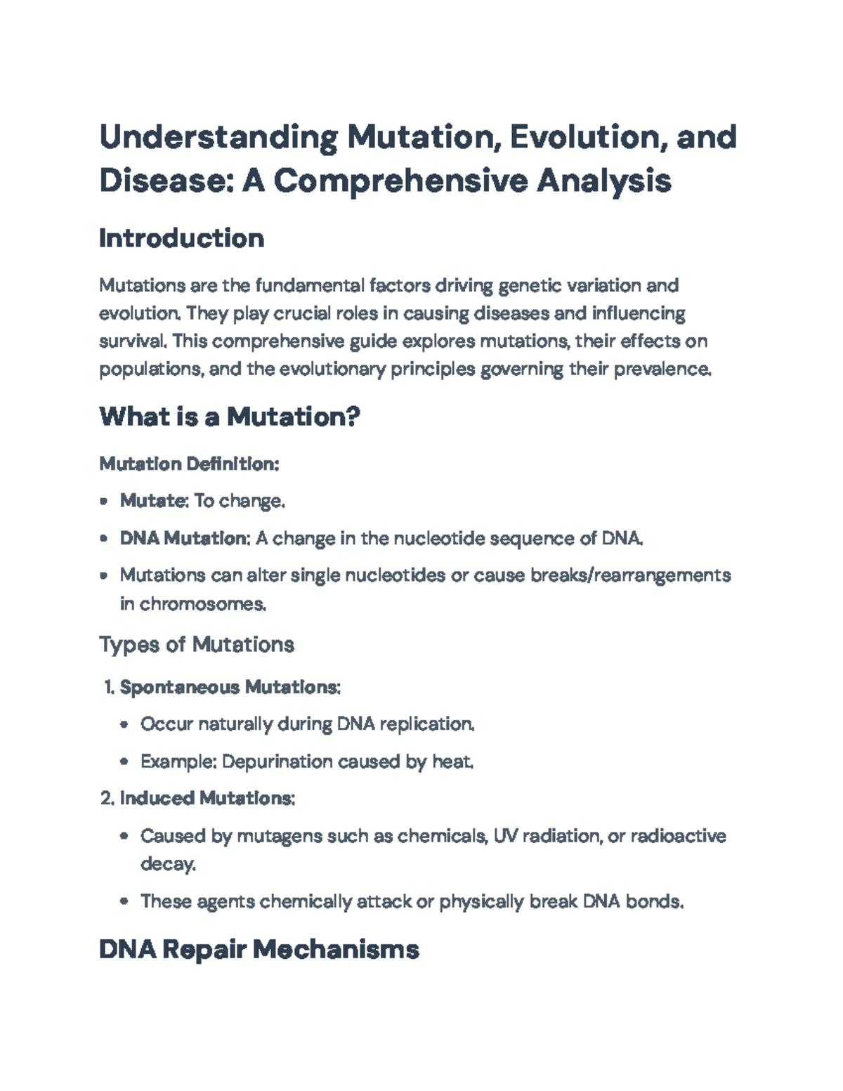 Understanding Mutations, Evolution, and Disease: A Comprehensive Guide ...
