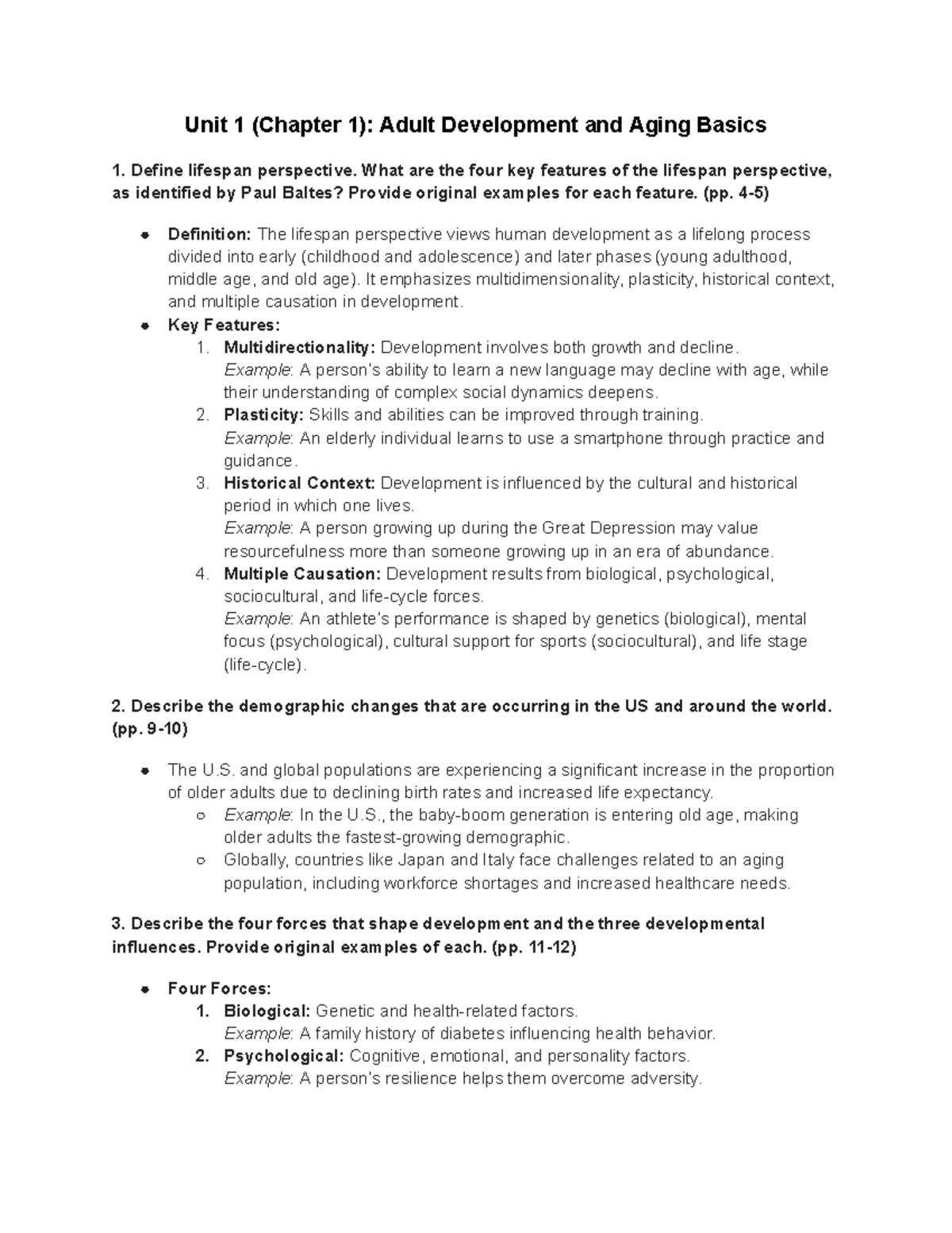 PSYC381 - Final Exam Study Notes on Adult Development and Aging - Studocu