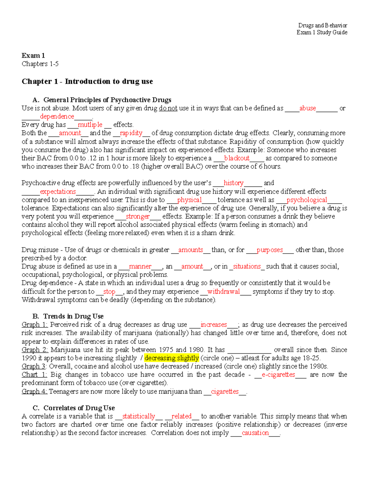 PSY 101: Exam 1 Study Guide on Drug Use and Policy Concepts - Studocu