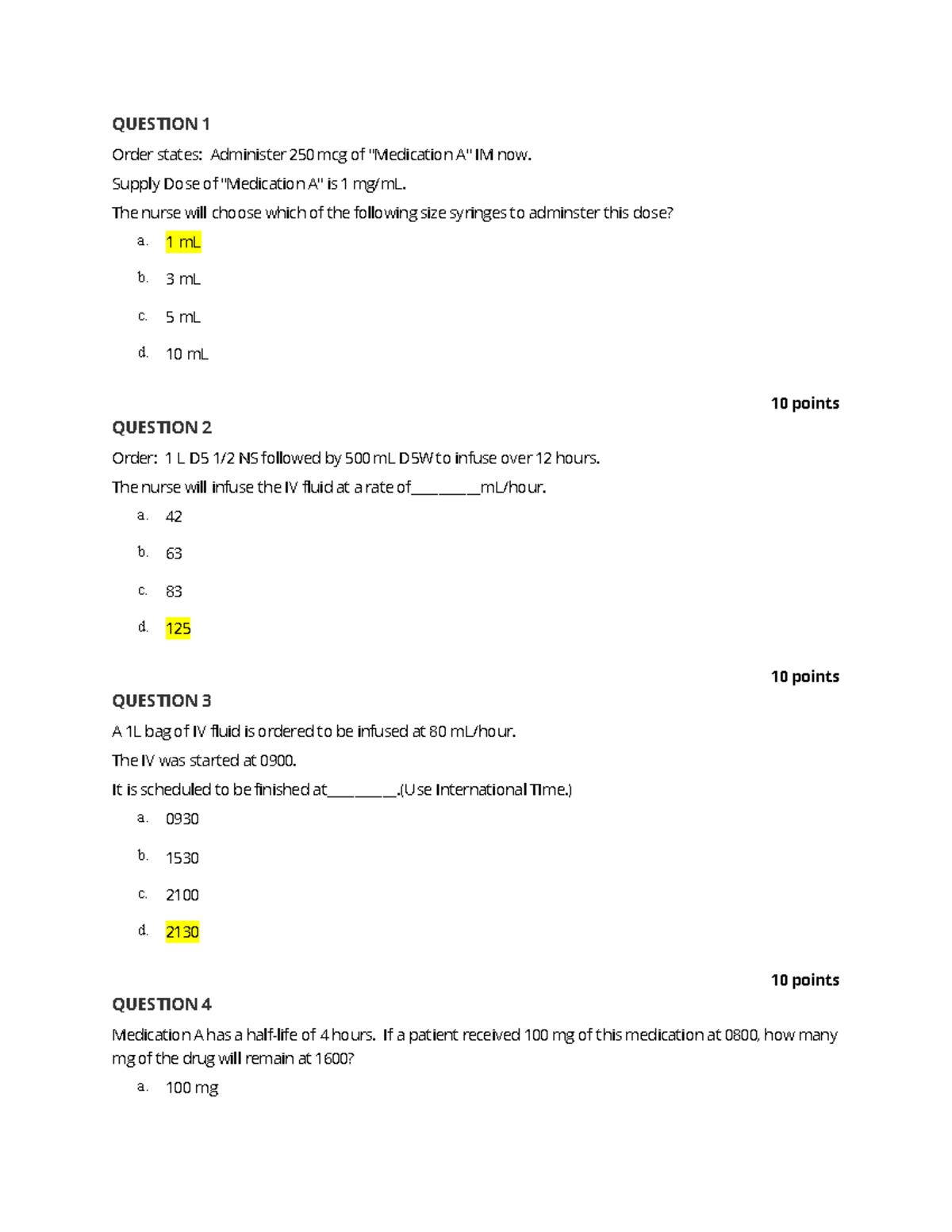 Pharm Homework #10: IV Meds & Dosage Calculations - Studocu