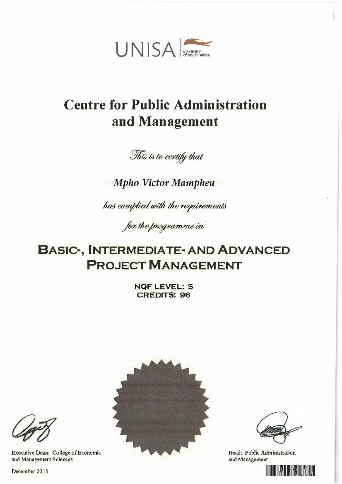 Advanced Project Management Overview - NQF Level 5 - Studocu