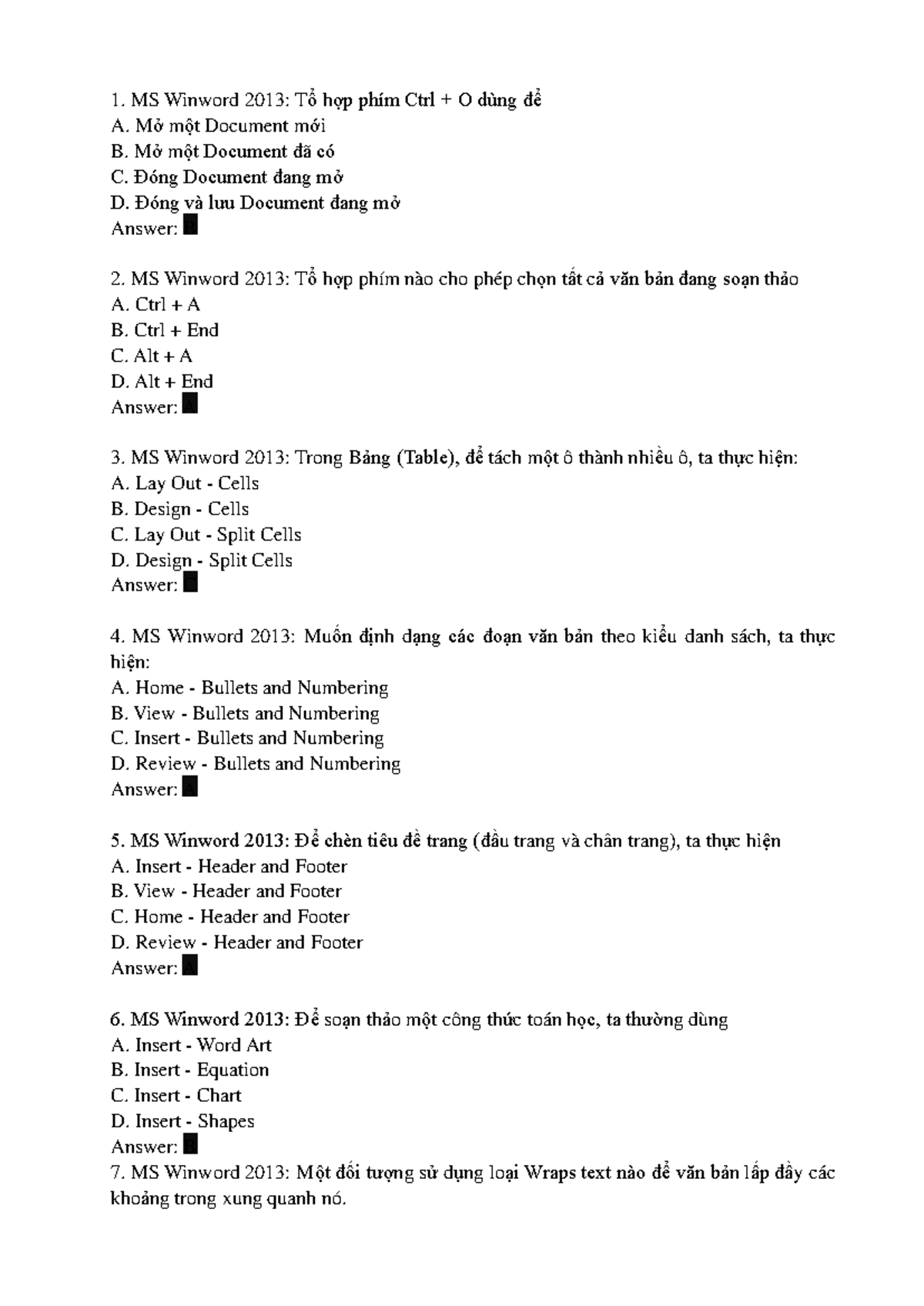 IU 03 - MS Winword 2013: Tổ Hợp Phím và Cách Sử Dụng - Studocu