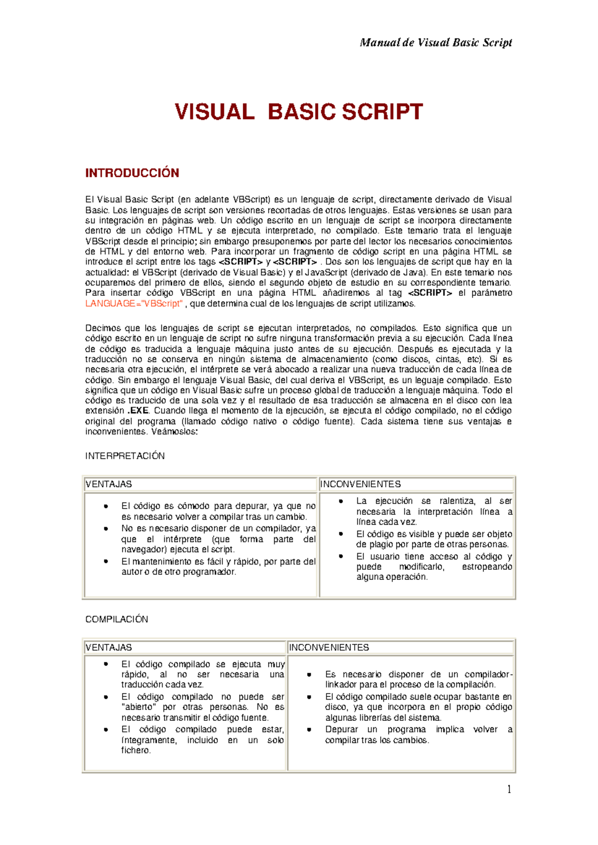 Curso-de-vbscript - Codigo - VISUAL BASIC SCRIPT INTRODUCCIÓN El Visual ...