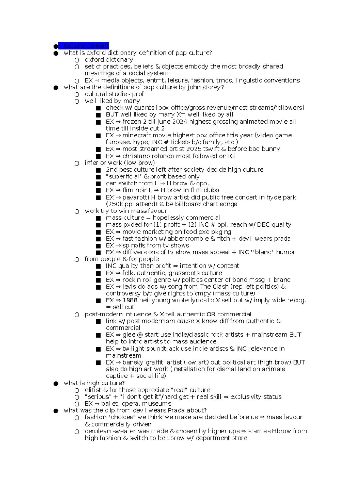 Unit 1: Gender and Pop Culture Lecture Notes - Studocu