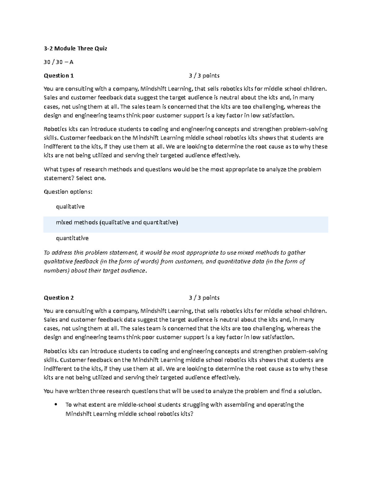 Module Three Quiz Exploring Robotics Kit Utilization Issues Studocu