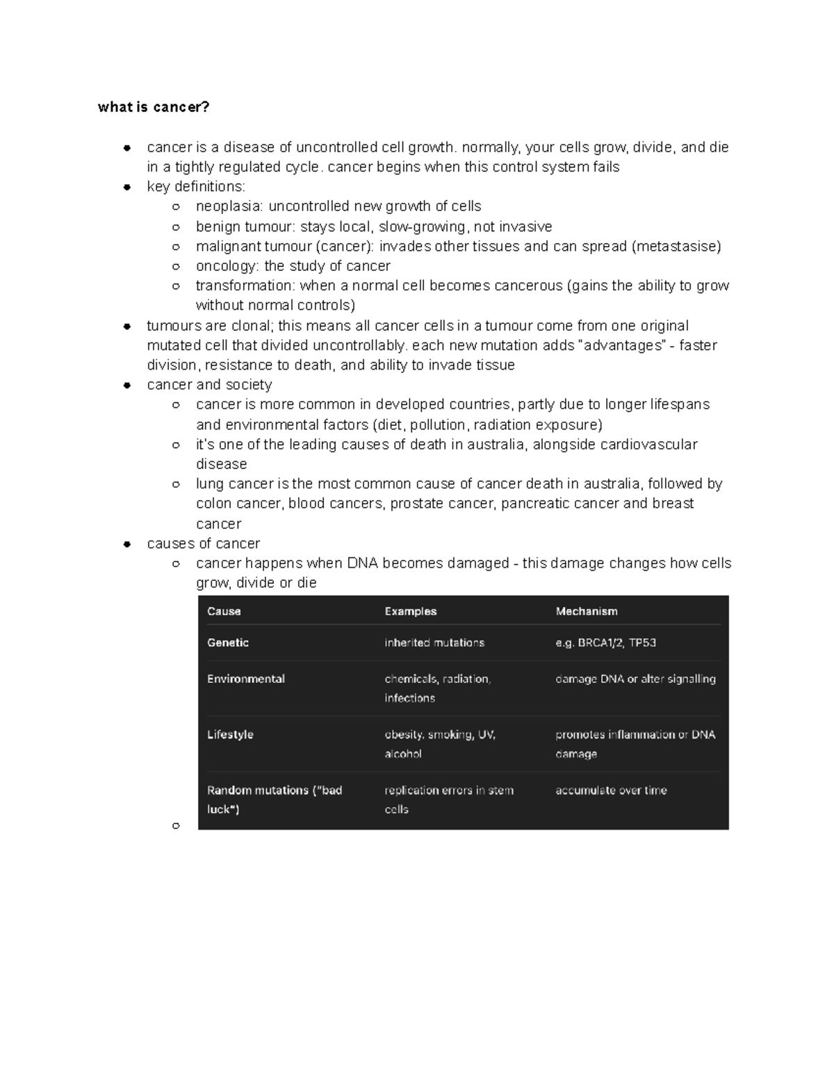 Biol1004 Final Exam Notes: Understanding Cancer Biology - Studocu