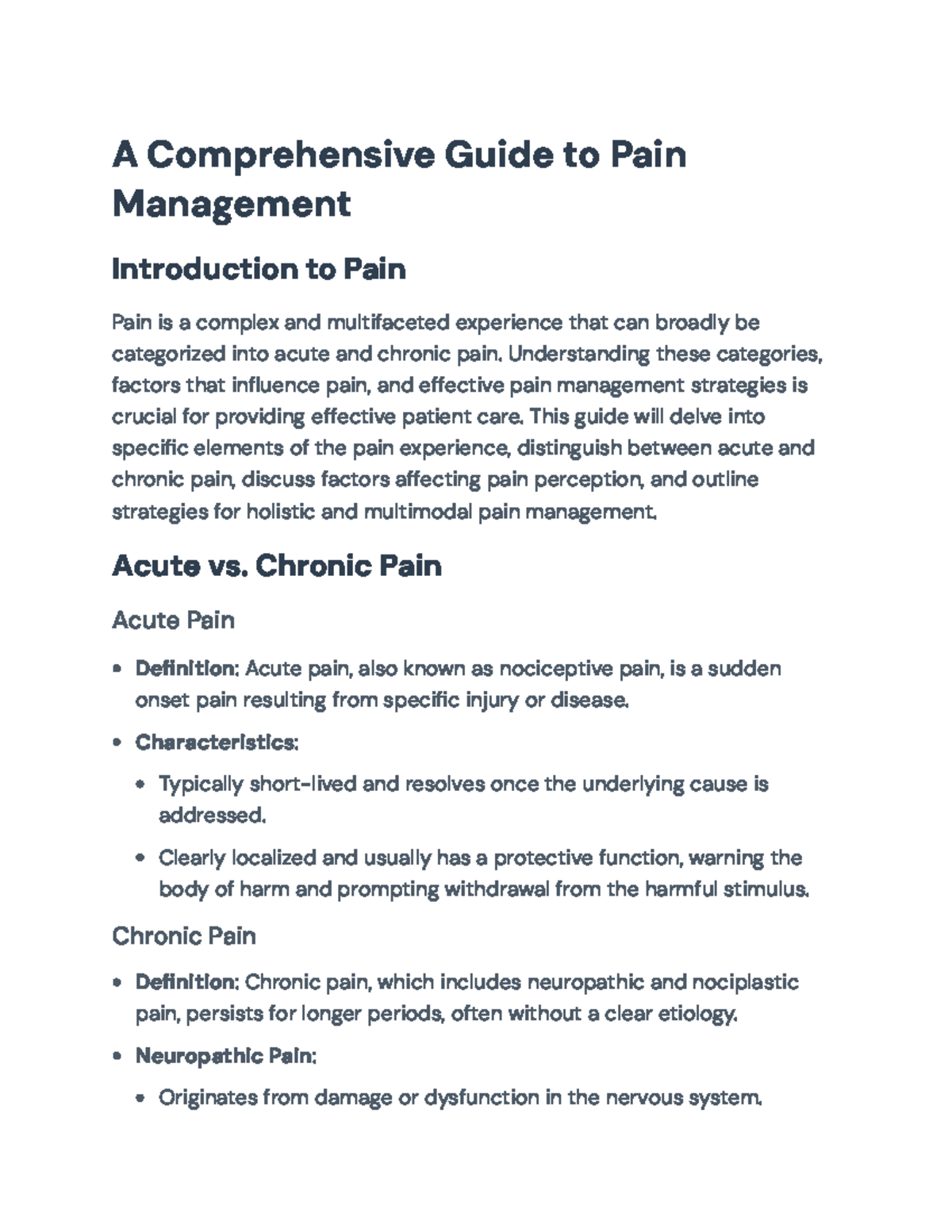 Comprehensive Guide to Pain Management Strategies and Assessment - A ...
