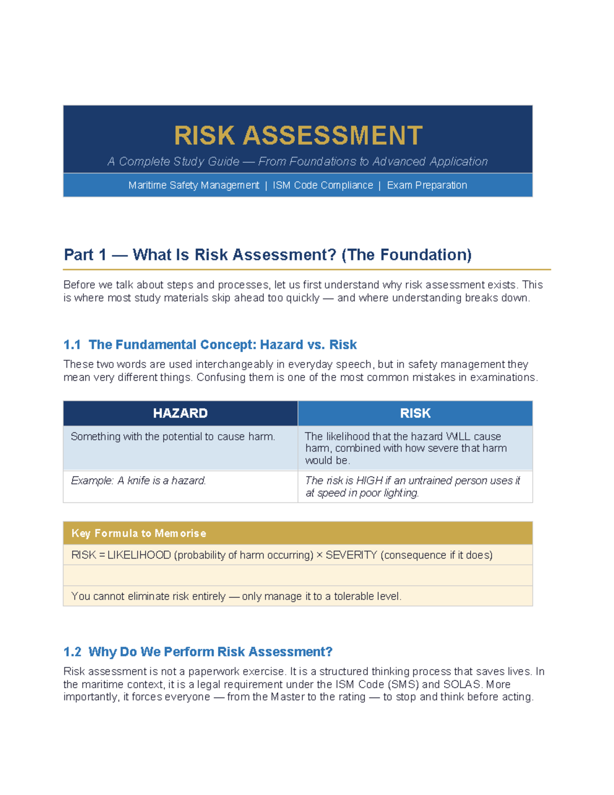 RISK ASSESSMENT STUDY GUIDE: Foundations to Advanced Applications for ...