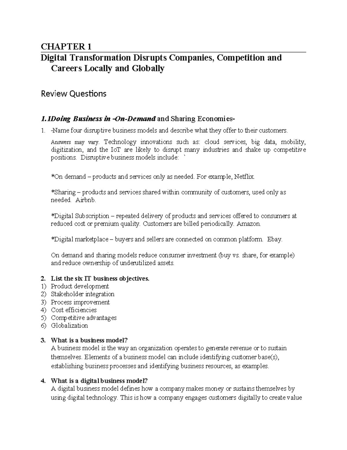 CHAPTER 1 Digital Transformation: Disruptive Models & Business ...