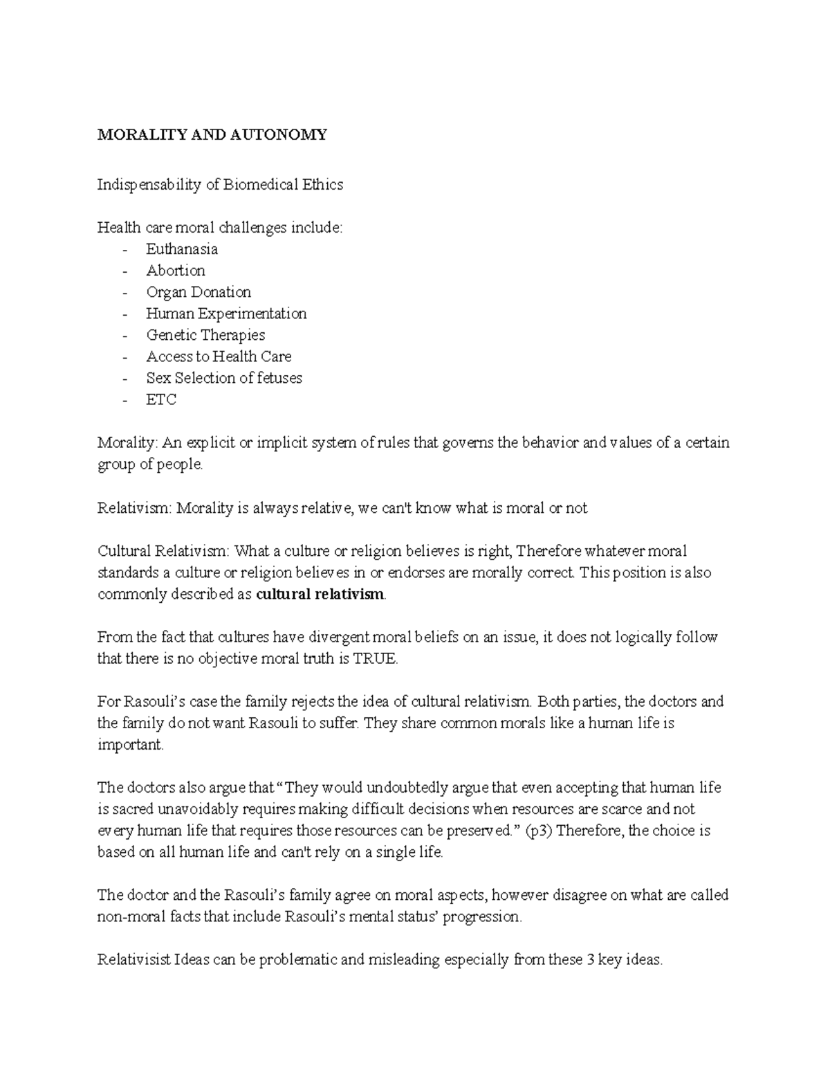 Morality And Autonomy - Notes for Chapter 1 - MORALITY AND AUTONOMY ...