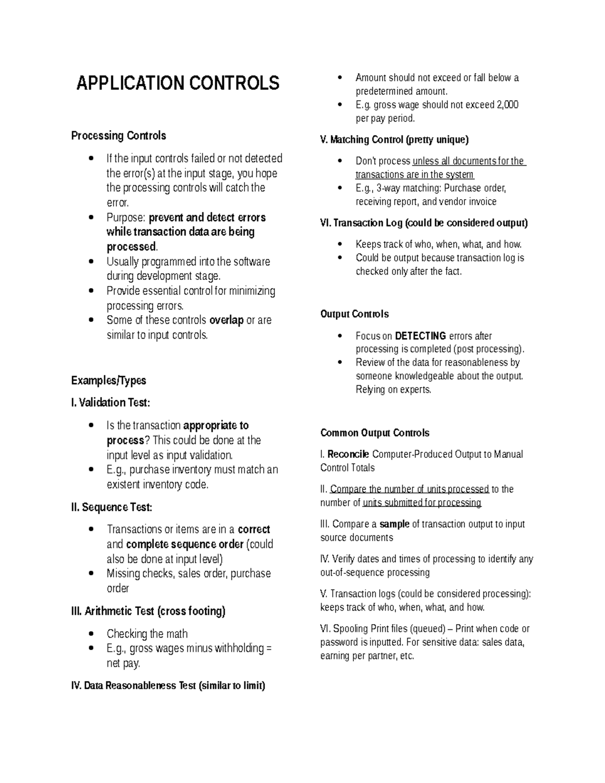 IT Application Controls: Processing Controls Overview and Techniques ...