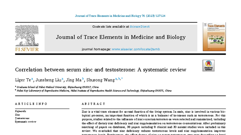 Correlation Between Serum Zinc and Testosterone: A Systematic Review ...