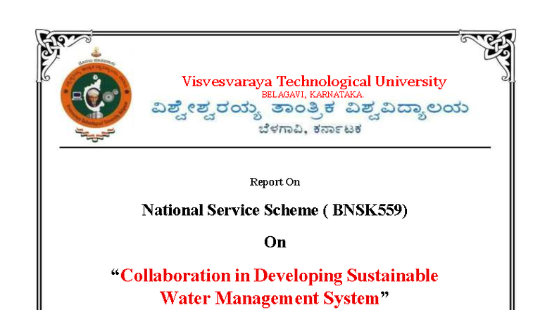 NSS Activity Report on Sustainable Water Management (BNSK559) - Studocu