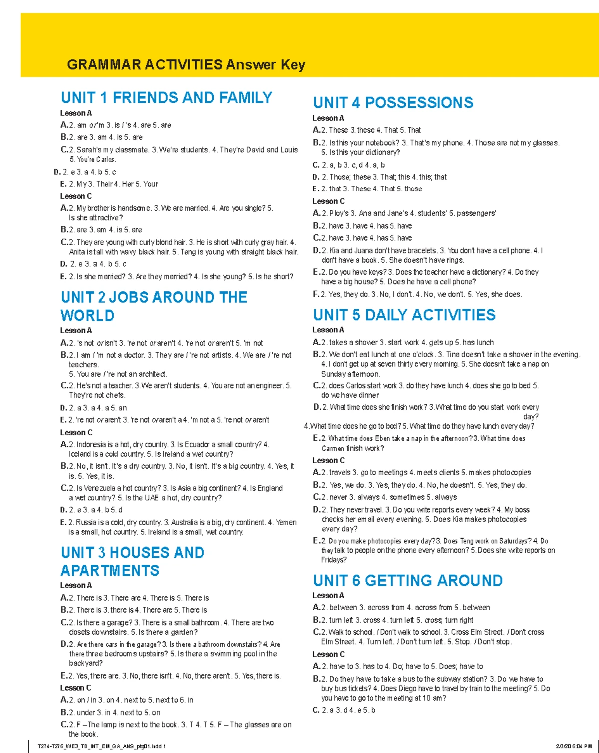 World English 3ed 1 workbook answer key www - T-218 Workbook Answer Key ...