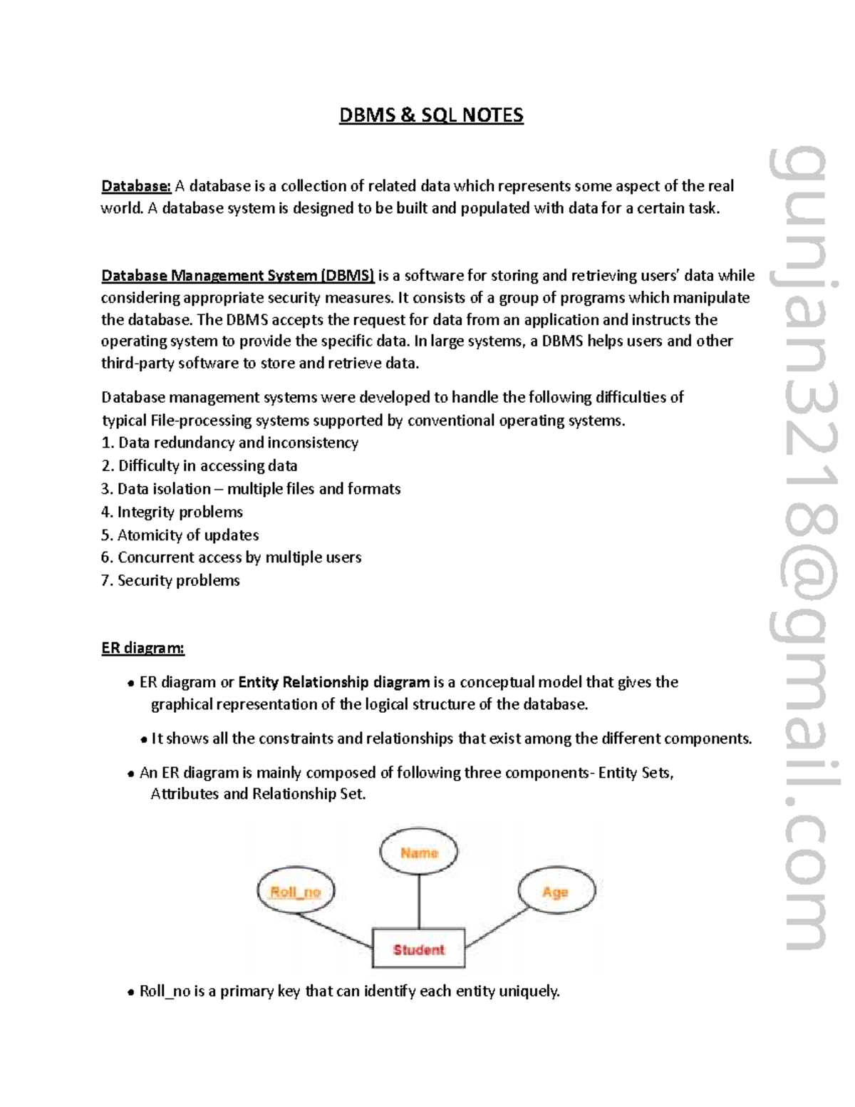 DBMS SQL NOTES: Comprehensive Guide to Database Management Systems ...