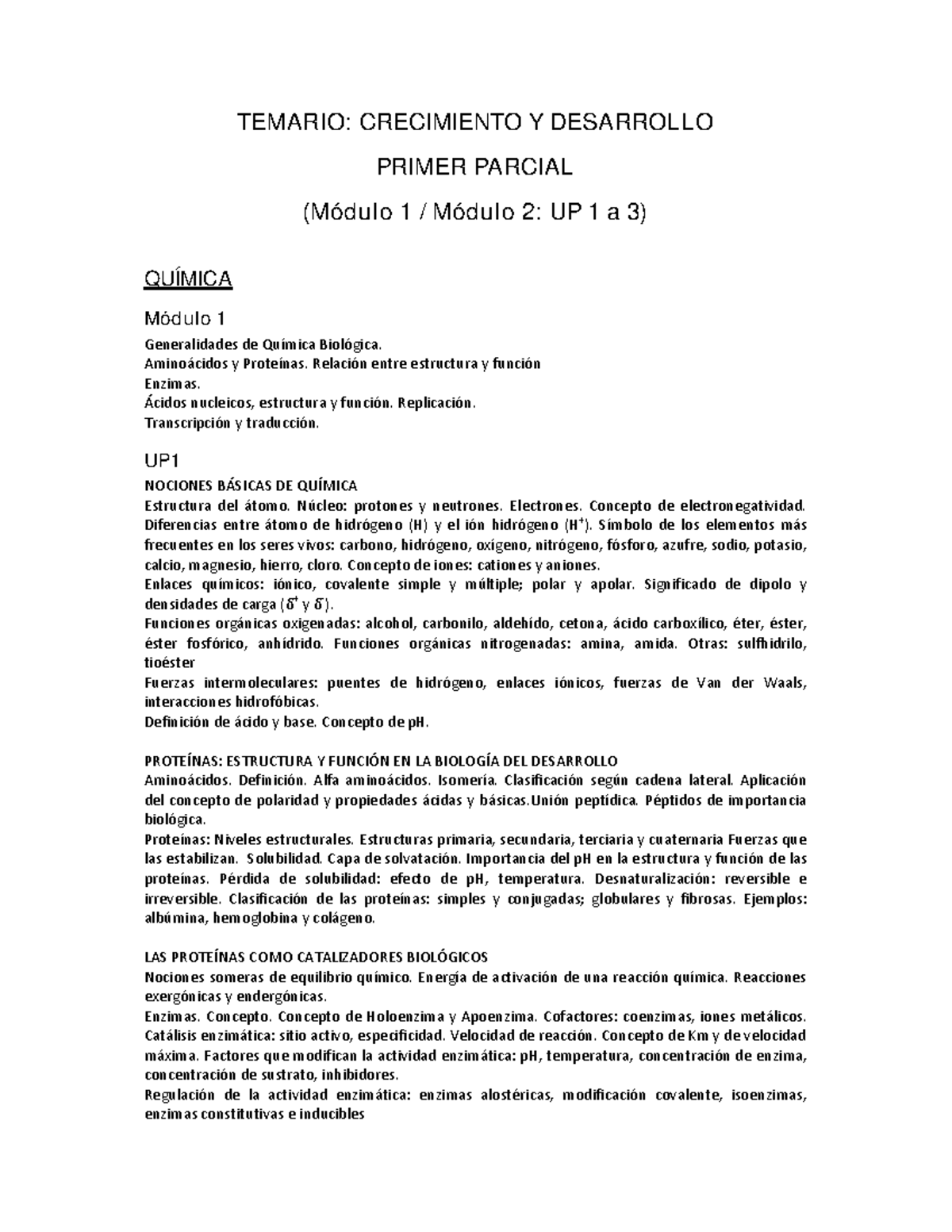 Tema 1: Crecimiento y Desarrollo - Primer Parcial (Química y Biología ...