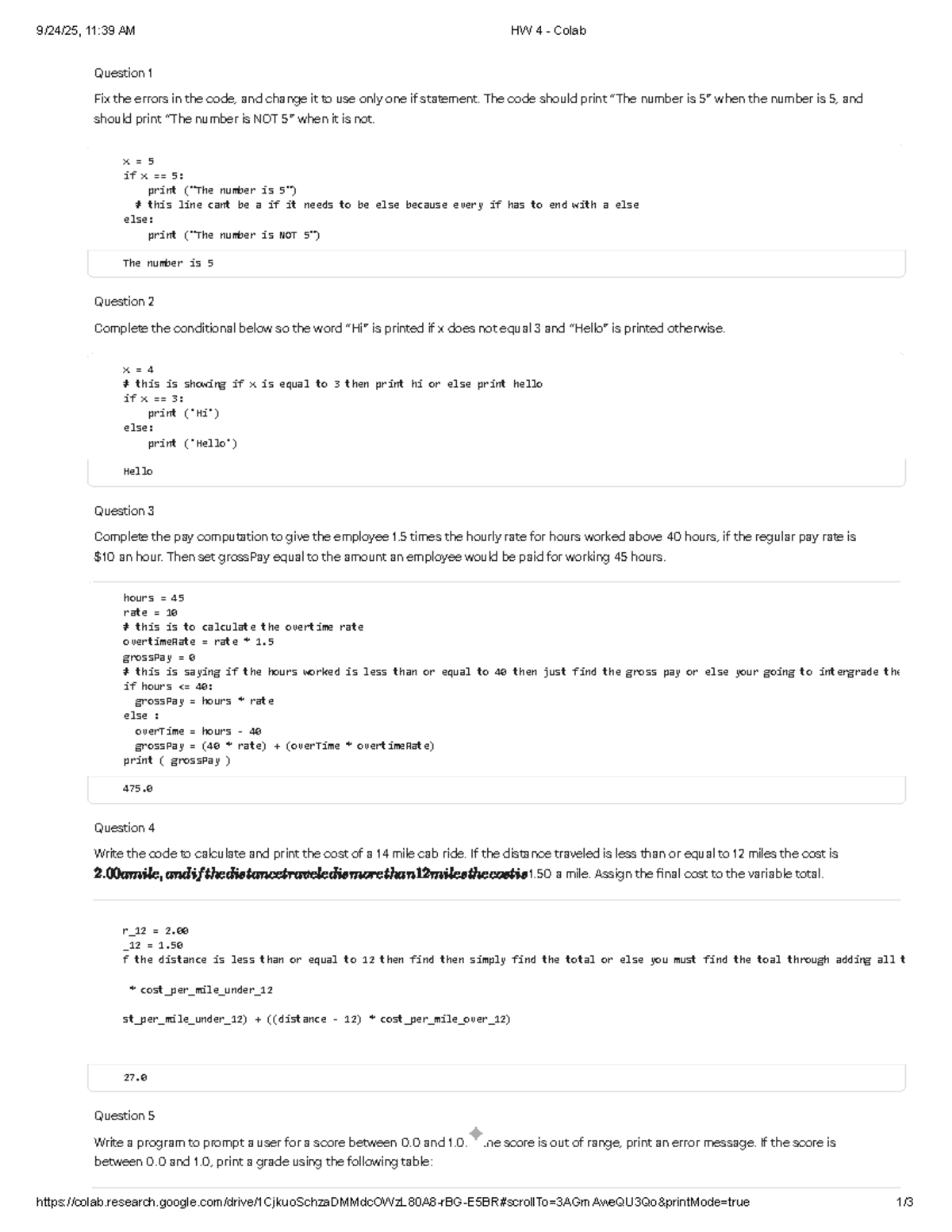 HW 4 - Python Programming Exercises & Solutions - Studocu