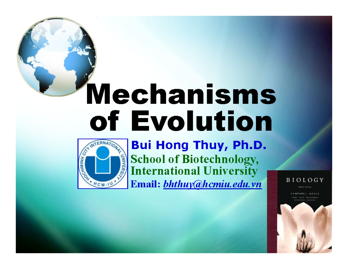 Lecture 8: Mechanisms of Evolution - Insights from Darwin and Beyond ...