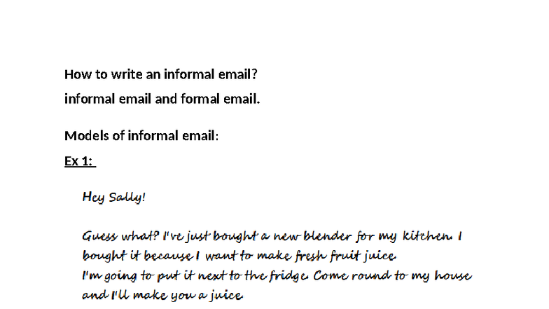 How to Write an Informal Email: K50 Guide - Studocu