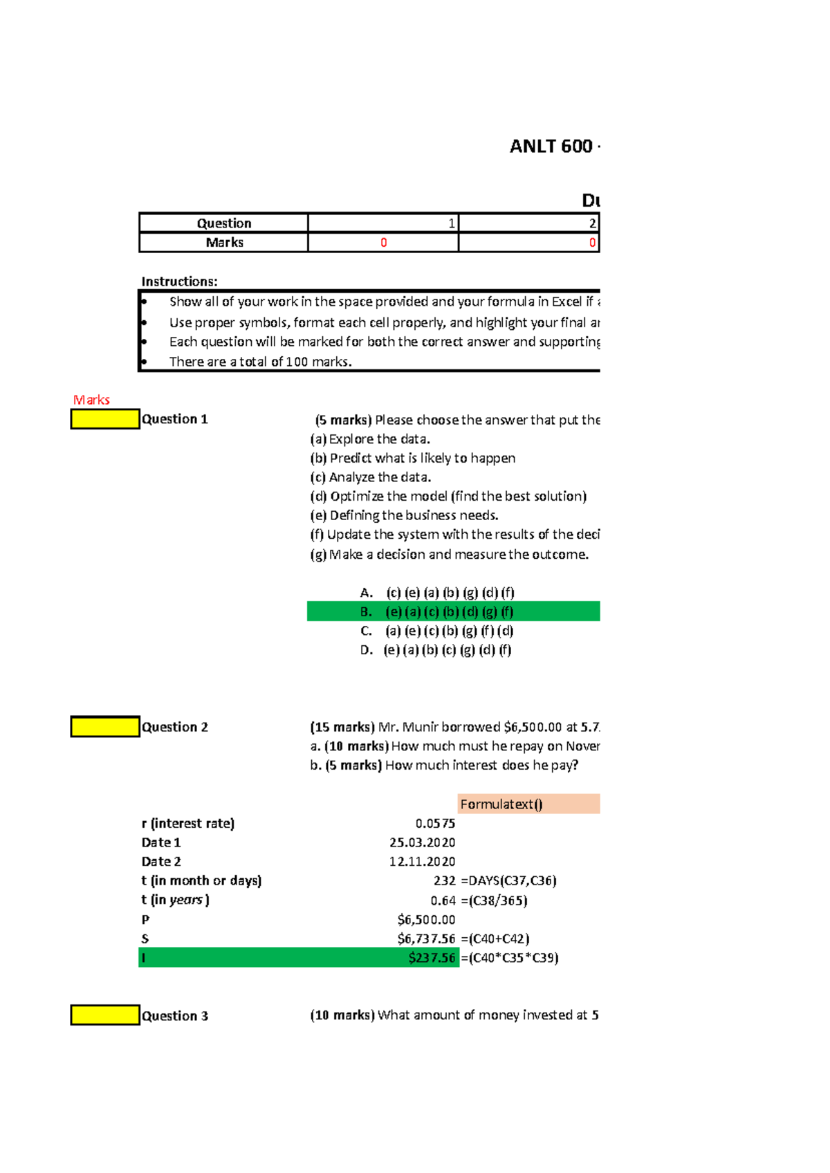 ANLT 1 - Practical test sheet for ANLT 600-001 course. - Question 1 2 ...