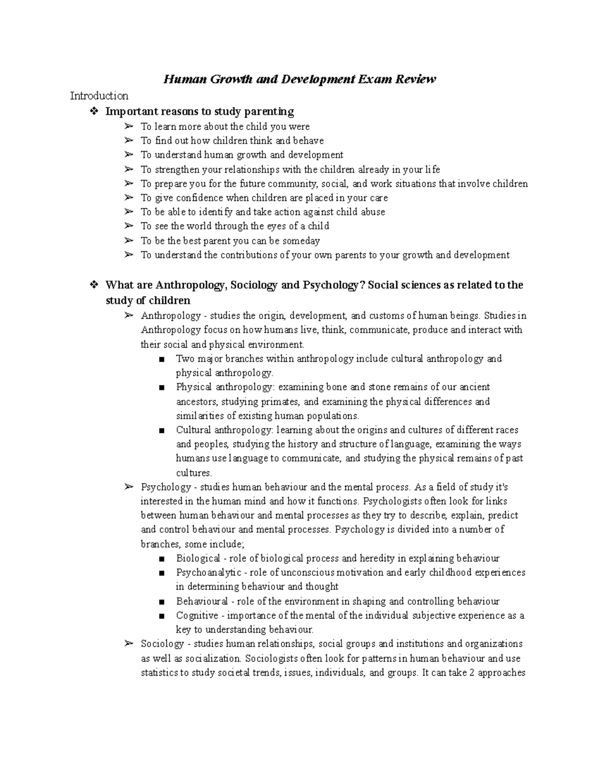 Exam Review - HG&D 101: Understanding Human Growth & Development - Studocu