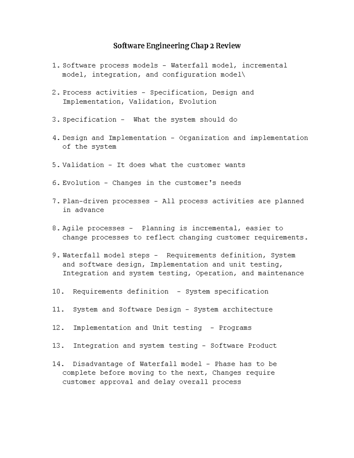 Software Engineering Chap 2 Review - Software Engineering Chap 2 Review ...