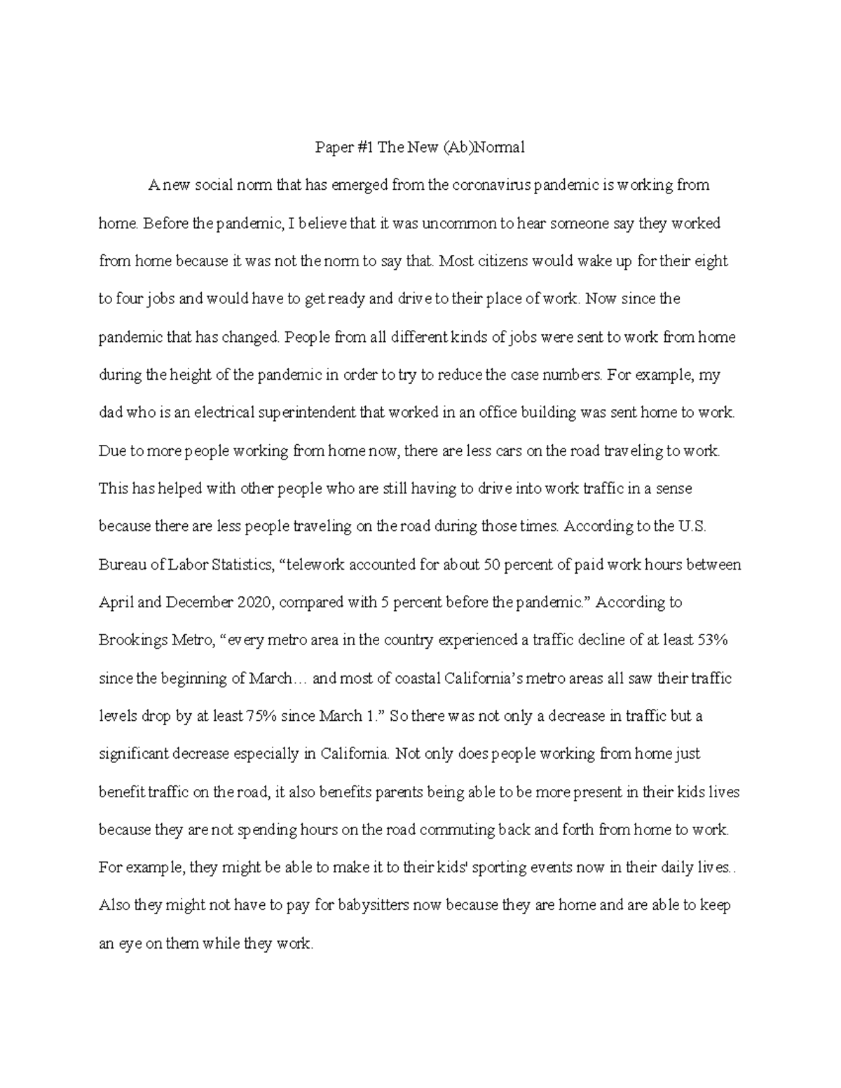 SOC 100 Paper 1 - The Impact of Remote Work Post-Pandemic - Studocu