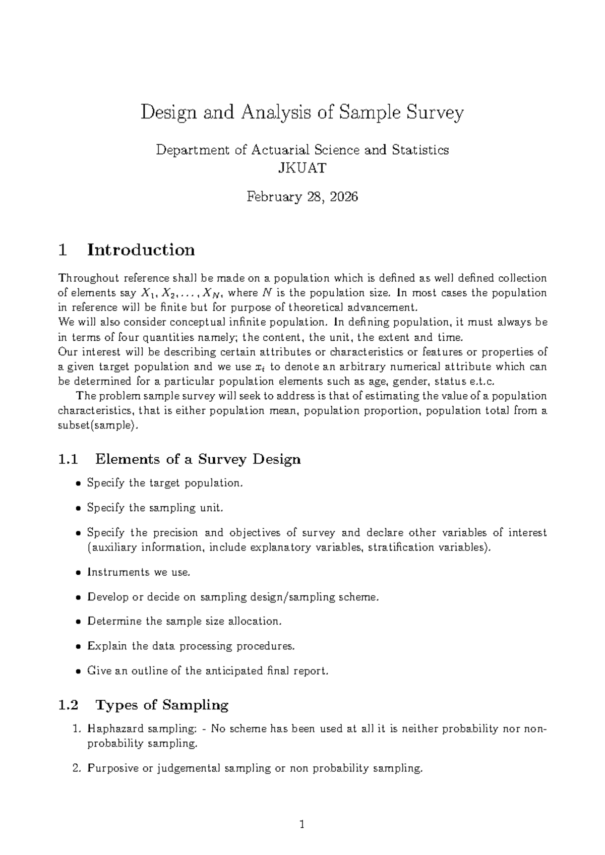 STA2303 DASS - Comprehensive Notes on Survey Design & Analysis - Studocu