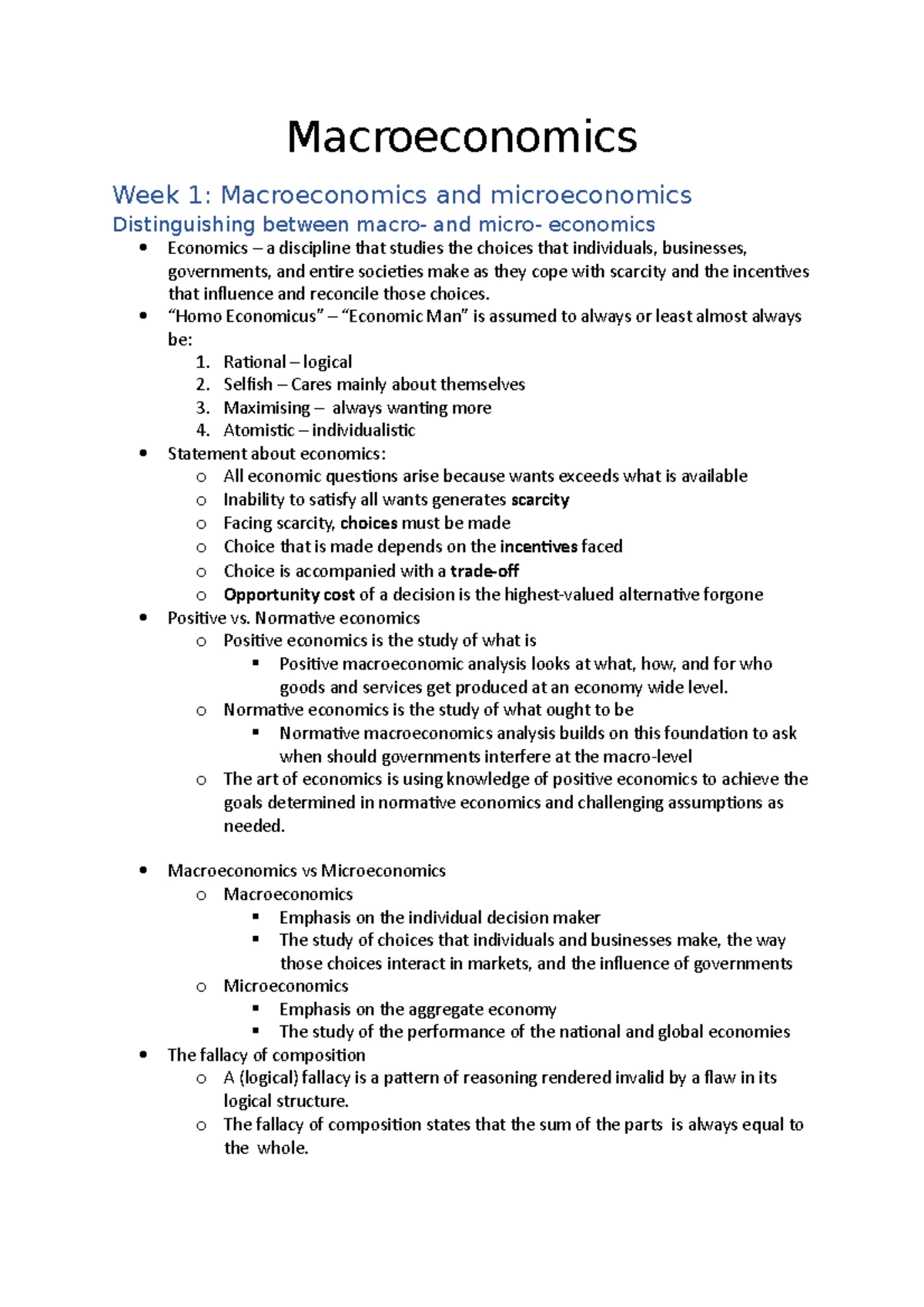 WEEK 3 Slides - Macro Notes - MACROECONOMICS WEEK 3 SLIDES Short-run v ...