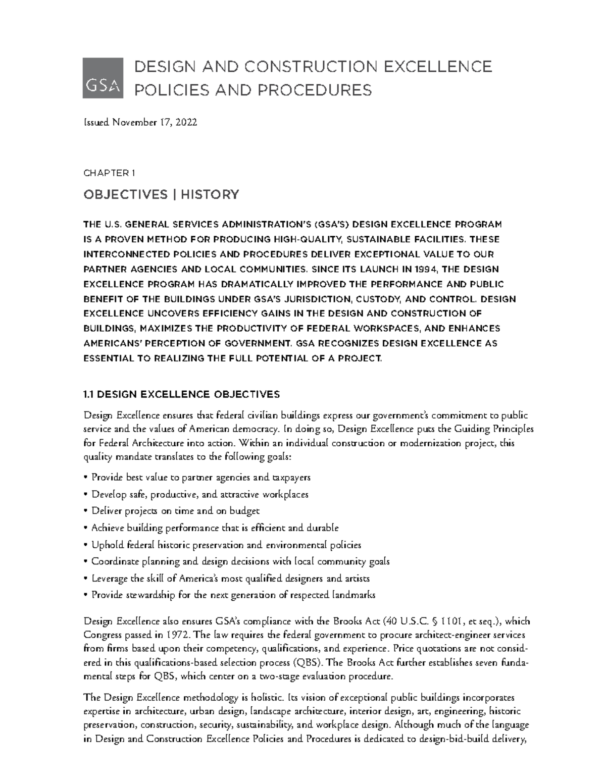 GSA Design Excellence Policies & Procedures Overview - Nov 2022 - Studocu